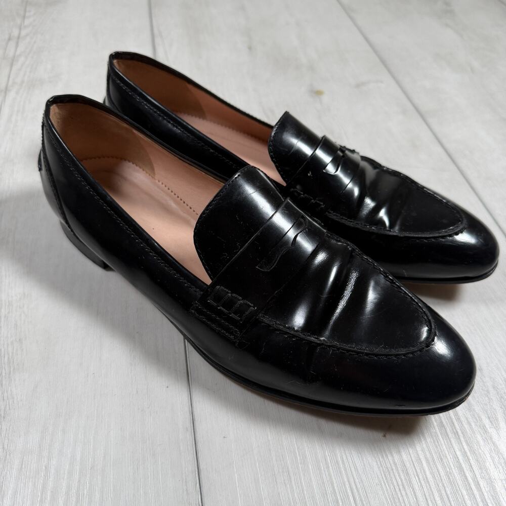 J. Crew Womens Size 9 Black Patent Leather Academy Penny Loafers Slip On